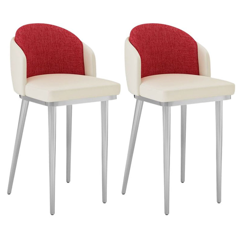 30.34'' Leather Glam Bar Stool Matte Finish Upholstered Restaurant Stool