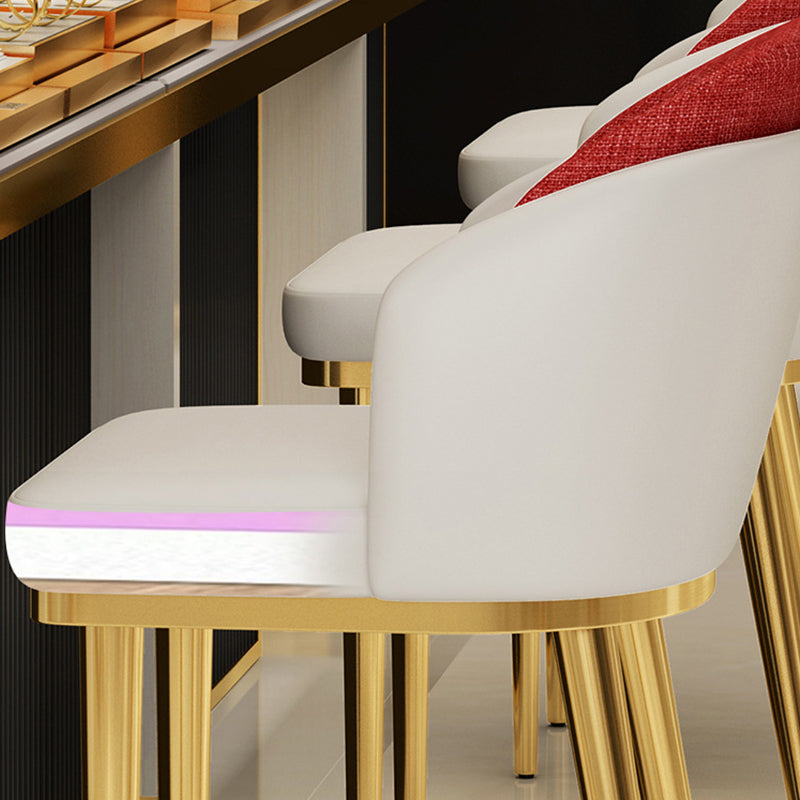 30.34'' Leather Glam Bar Stool Matte Finish Upholstered Restaurant Stool