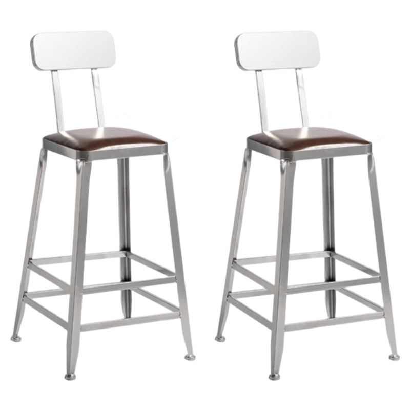 Industrial Square Iron Bar Stool Silver Footrest Bristol Stool