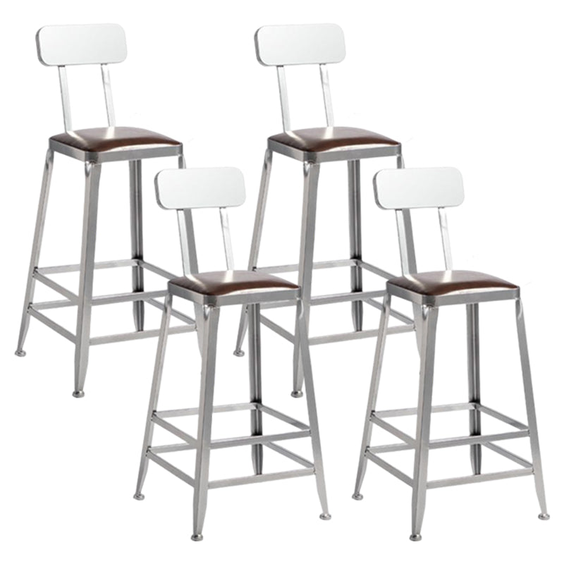 Industrial Square Iron Bar Stool Silver Footrest Bristol Stool