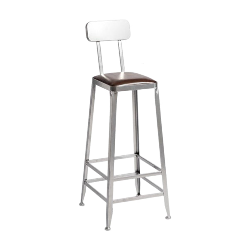 Industrial Square Iron Bar Stool Silver Footrest Bristol Stool