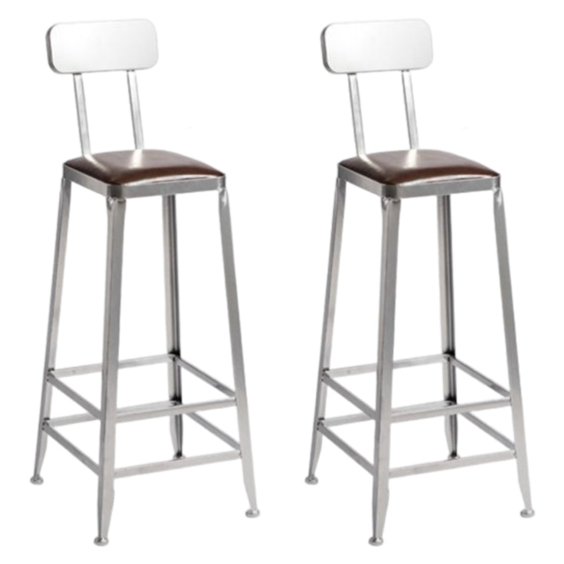 Industrial Square Iron Bar Stool Silver Footrest Bristol Stool
