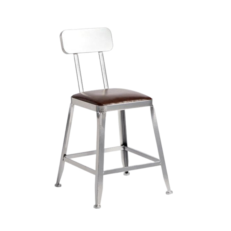 Industrial Square Iron Bar Stool Silver Footrest Bristol Stool