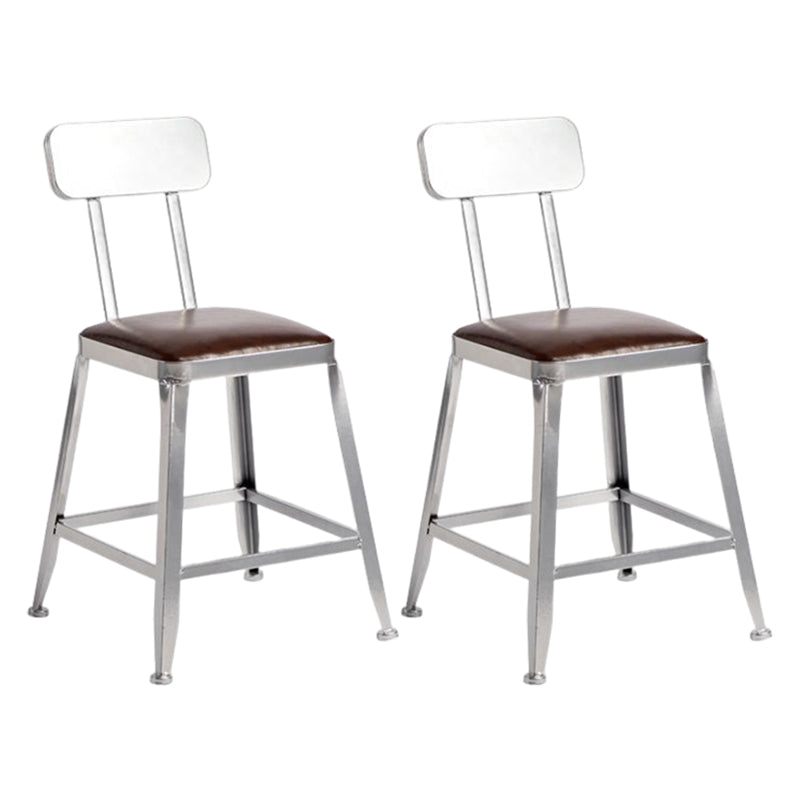 Industrial Square Iron Bar Stool Silver Footrest Bristol Stool