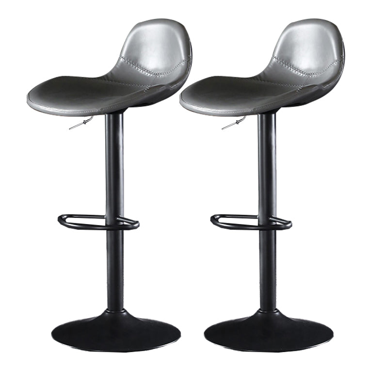 Industrial Style Swivel Leather Barstools Adjustable Low Back Stools