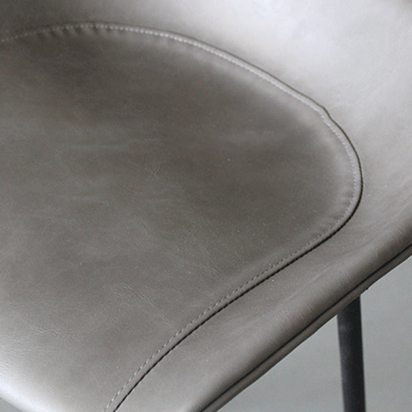 Matte Finish Footrest Upholstered Low Back Stool Industrial Home Leather Stool