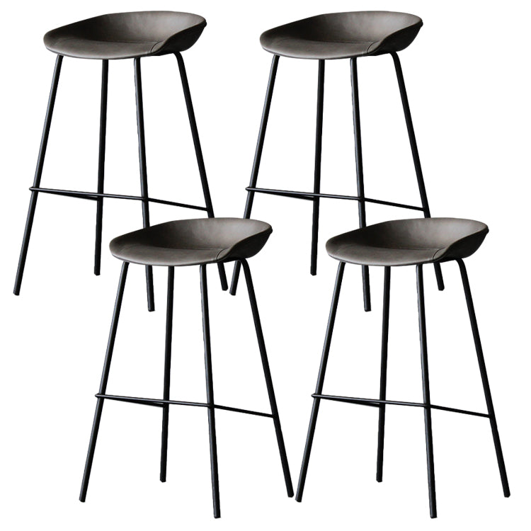 Matte Finish Footrest Upholstered Low Back Stool Industrial Home Leather Stool