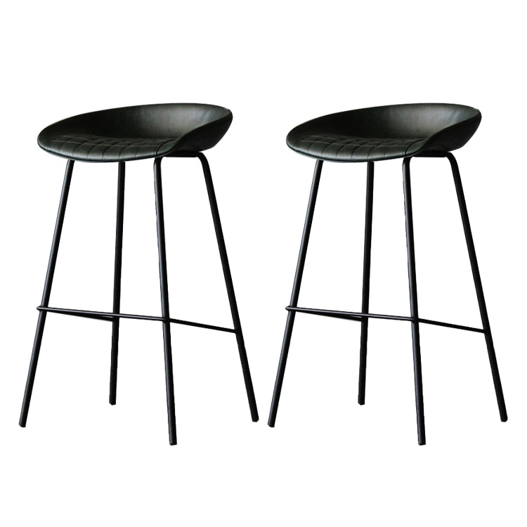 Matte Finish Footrest Upholstered Low Back Stool Industrial Home Leather Stool