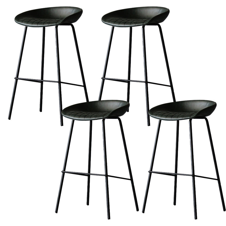 Matte Finish Footrest Upholstered Low Back Stool Industrial Home Leather Stool