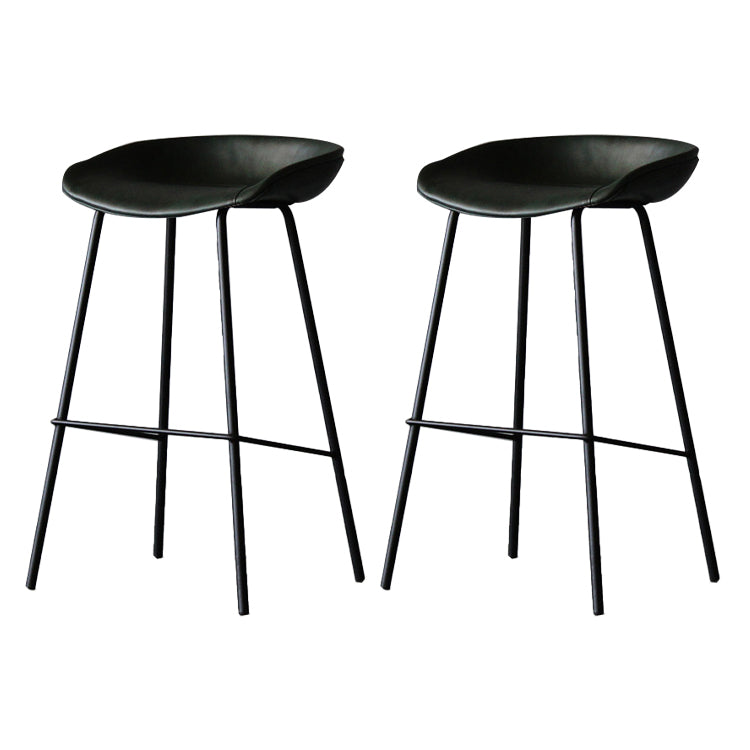 Matte Finish Footrest Upholstered Low Back Stool Industrial Home Leather Stool