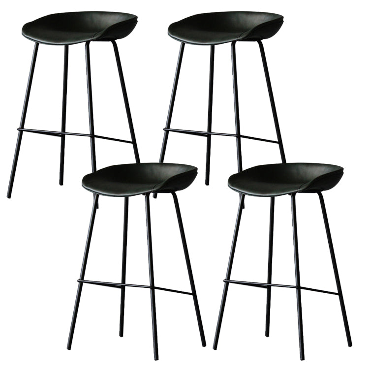 Matte Finish Footrest Upholstered Low Back Stool Industrial Home Leather Stool