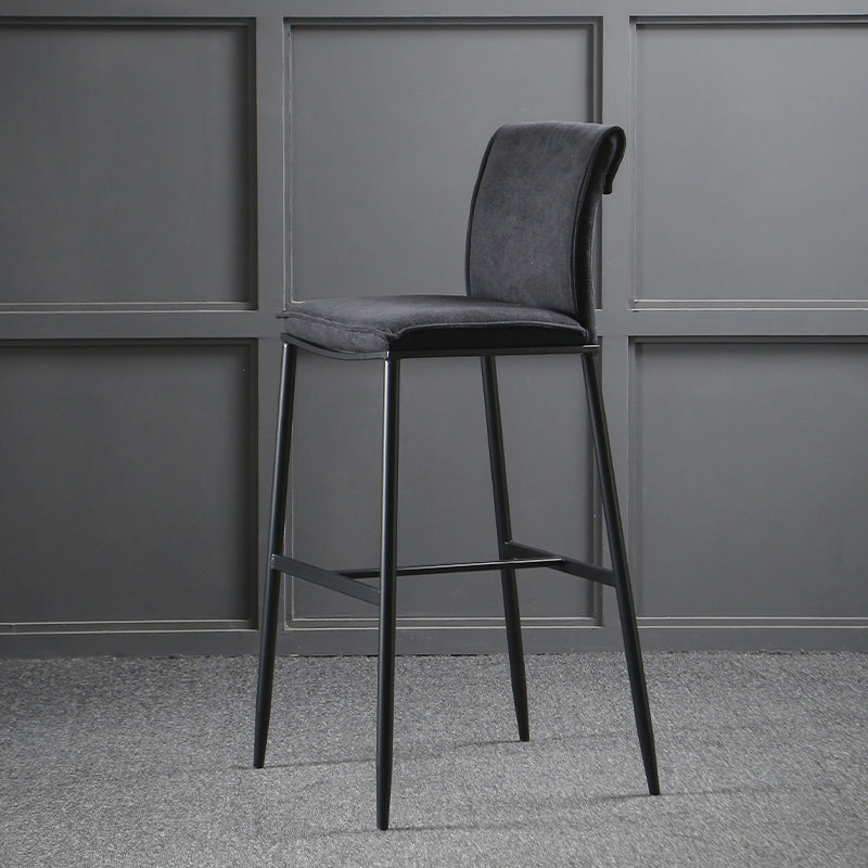 Minimalist Style Upholstered Fabric Barstools Backrest Bar Stools with Footrest