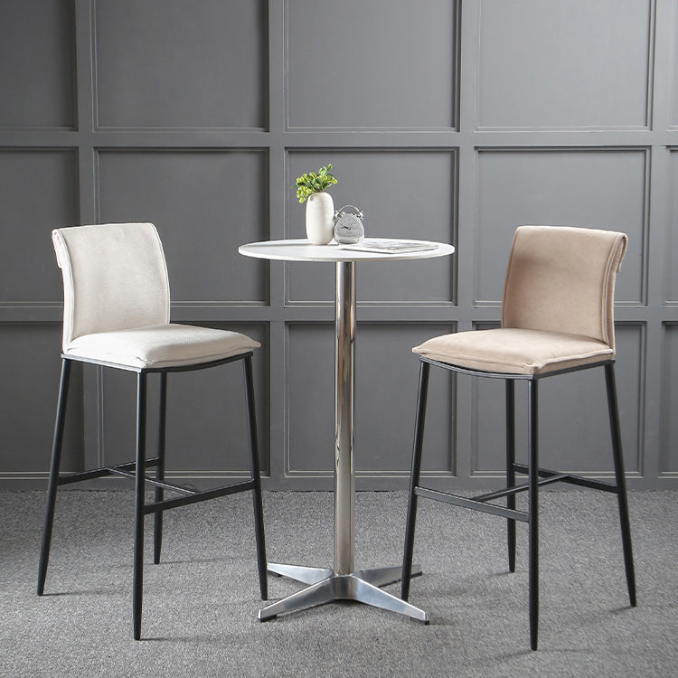Minimalist Style Upholstered Fabric Barstools Backrest Bar Stools with Footrest