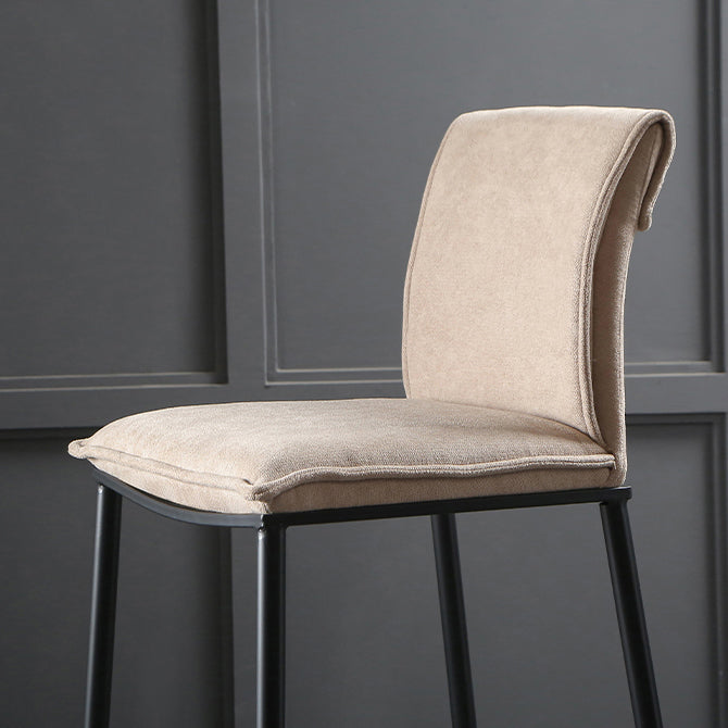 Minimalist Style Upholstered Fabric Barstools Backrest Bar Stools with Footrest
