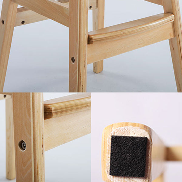 Scandinavian Linen Footrest Low Back Stool 27.55'' Rubberwood Bar Stool