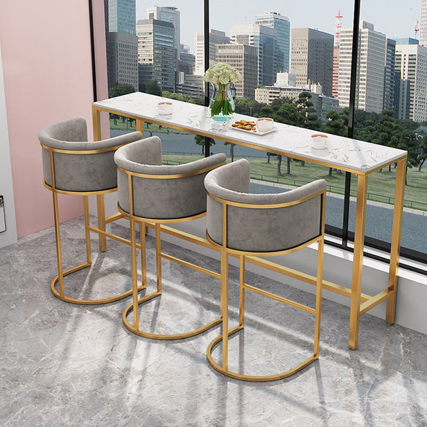 Matte Finish Footrest Armed Stool Low Back Glam Home Velvet Stool