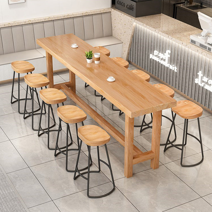 1/5/6/11 Pieces Modern Bar Table Set Rectangle Pine Wood Bistro Set with Footrest