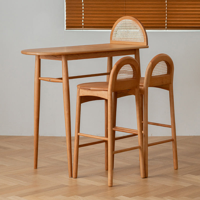 Irregular Shape Cherry Bar Table Set 1/2/3 Pieces Modern Counter Table with High Stools