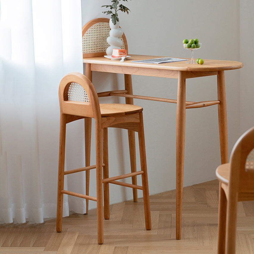 Irregular Shape Cherry Bar Table Set 1/2/3 Pieces Modern Counter Table with High Stools