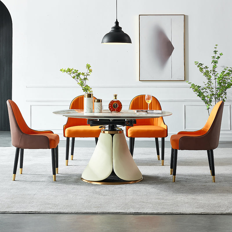 Nordic Glam Sintered Stone Dining Round Table Set 1/4/5/7 Pieces Dining Set