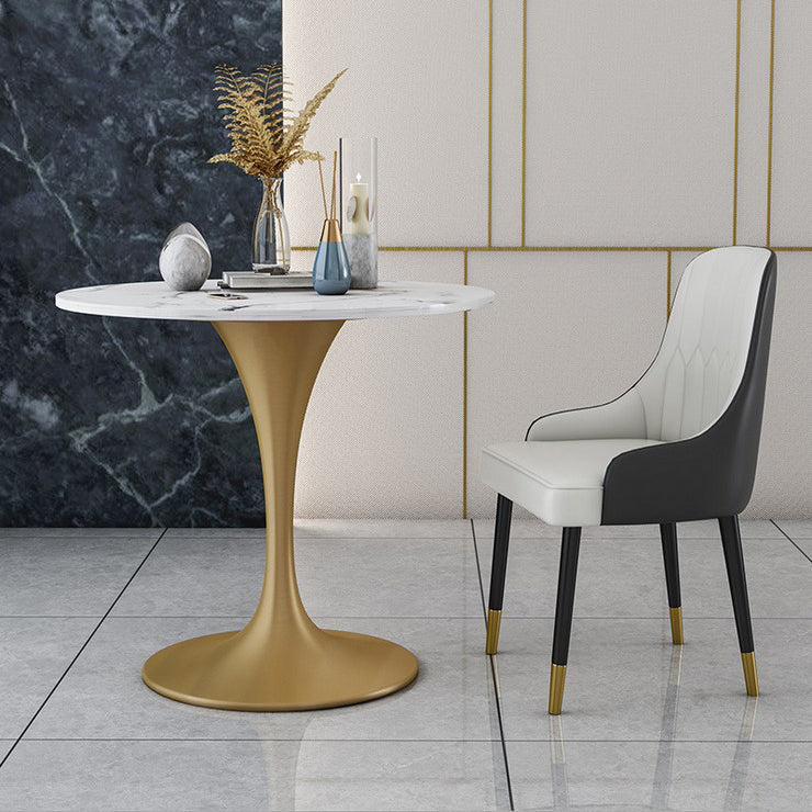 Glam Sintered Stone Dining Table Set Round 1/2/4/5 Pieces Dining Set for Home Use