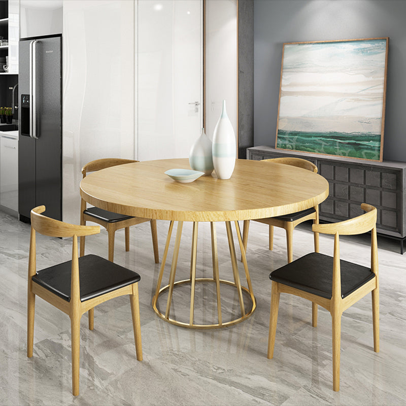 Round Dining Table Contemporary Style Solid Wood Dinner Table for Kitchen Home
