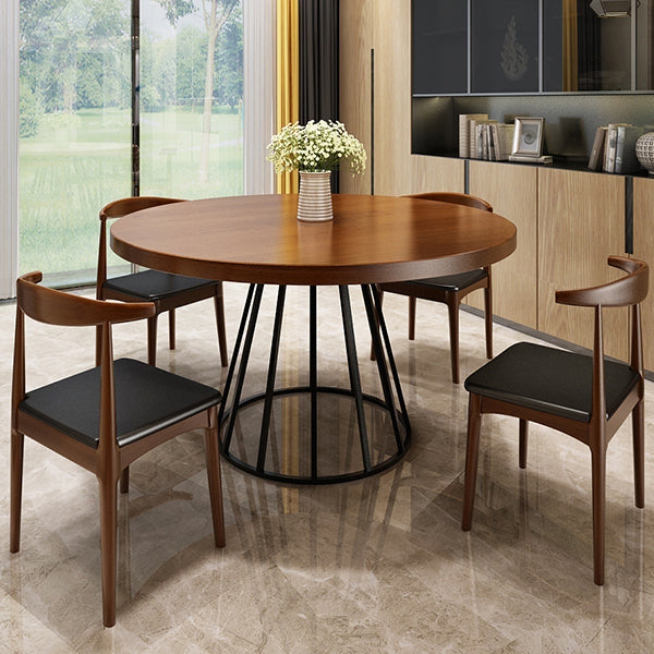 Round Dining Table Contemporary Style Solid Wood Dinner Table for Kitchen Home