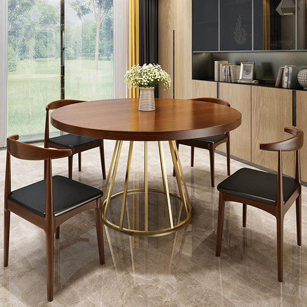 Round Dining Table Contemporary Style Solid Wood Dinner Table for Kitchen Home