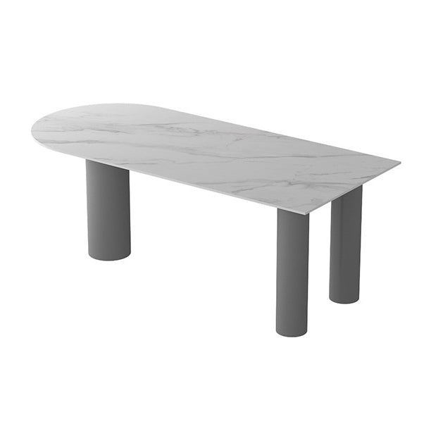 Free Form Dining Table Modern Sintered Stone Top Iron Base Table