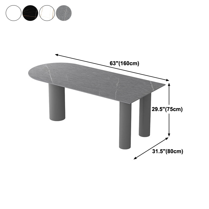 Free Form Dining Table Modern Sintered Stone Top Iron Base Table