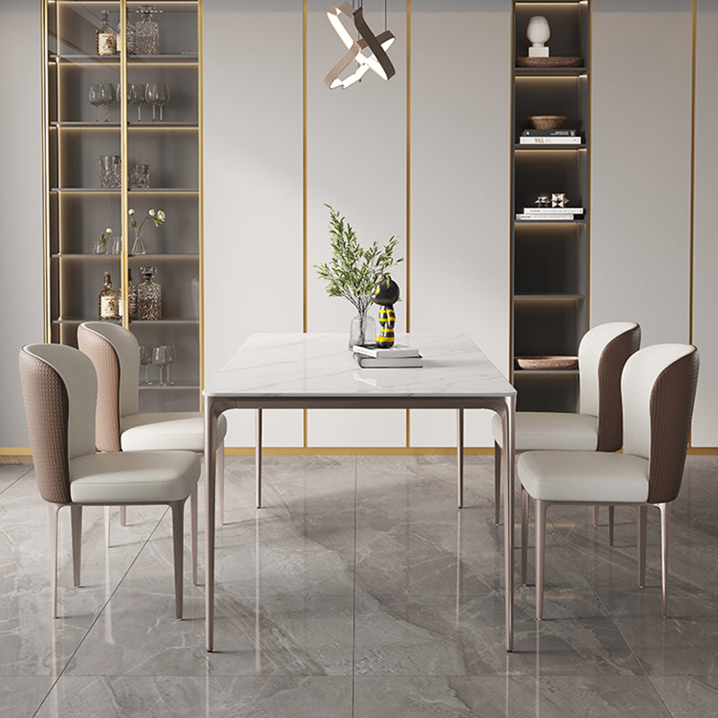 Modern Rectangle Dining Table Sintered Stone Table with 4 Legs