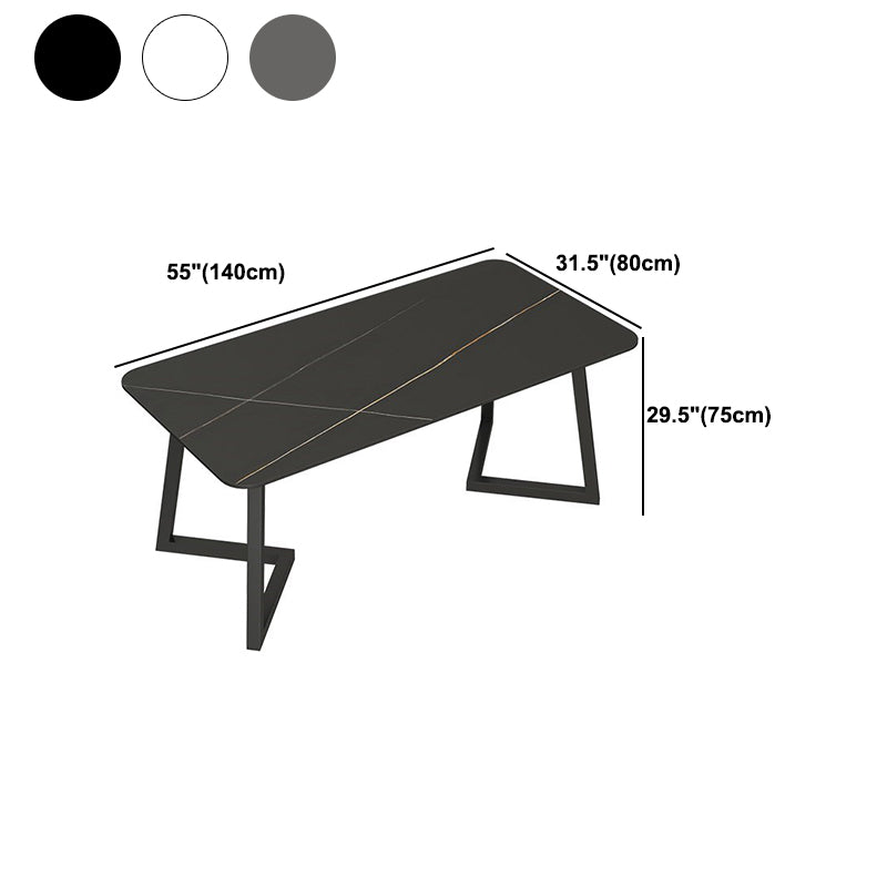 Sintered Stone Rectangle Dining Table Modern Dining Room Table with Double Pedestal