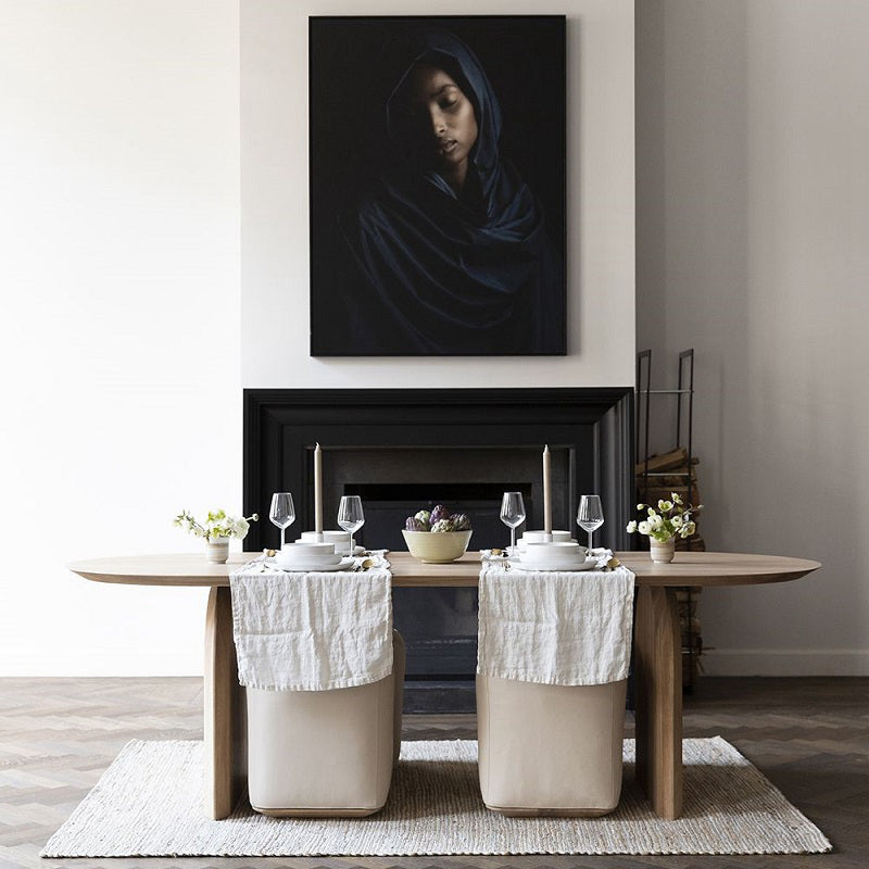 Modern Natural Oval Dining Room Table Pine Solid Wood Double Pedestal Table