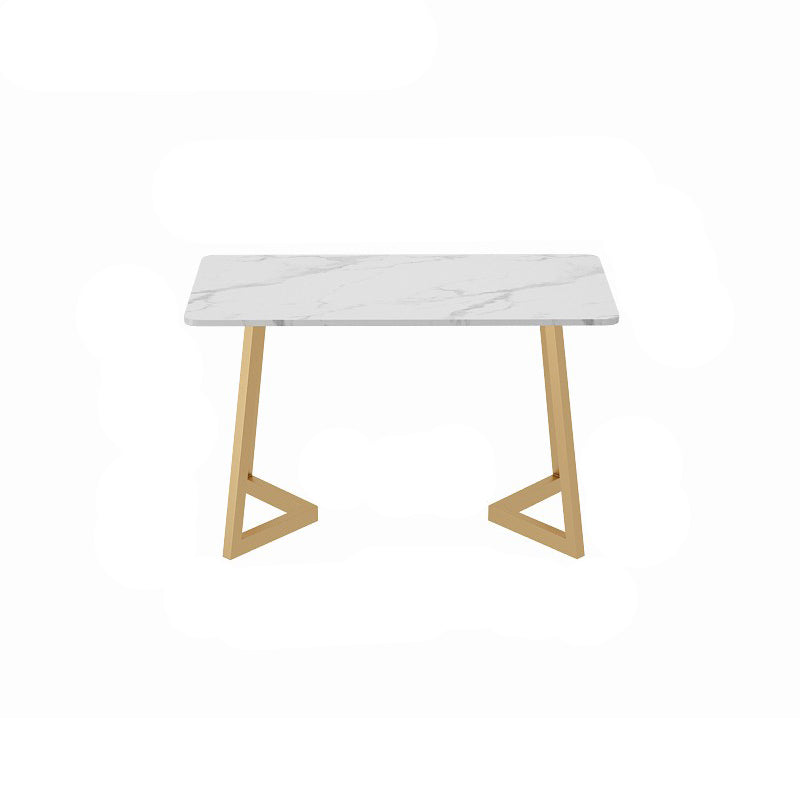Traditional Luxury Dining Table White Stone Top Gold Base Dining Room Table