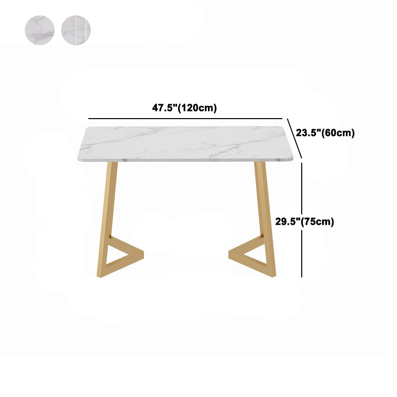 Traditional Luxury Dining Table White Stone Top Gold Base Dining Room Table