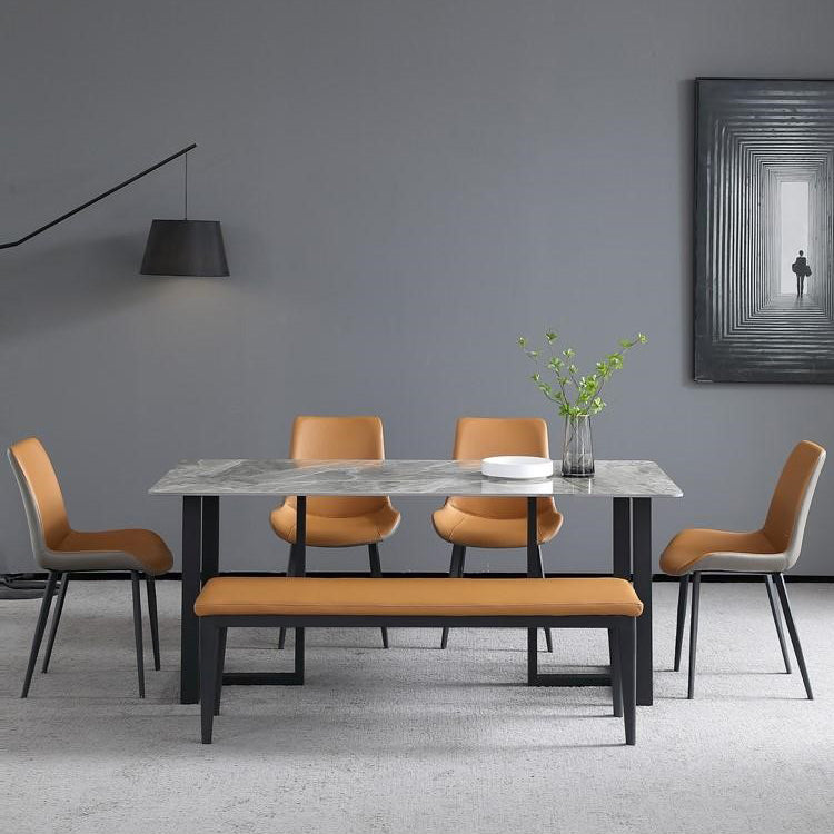 Sintered Stone Dining Table Modern Double Pedestal Table for Home Use