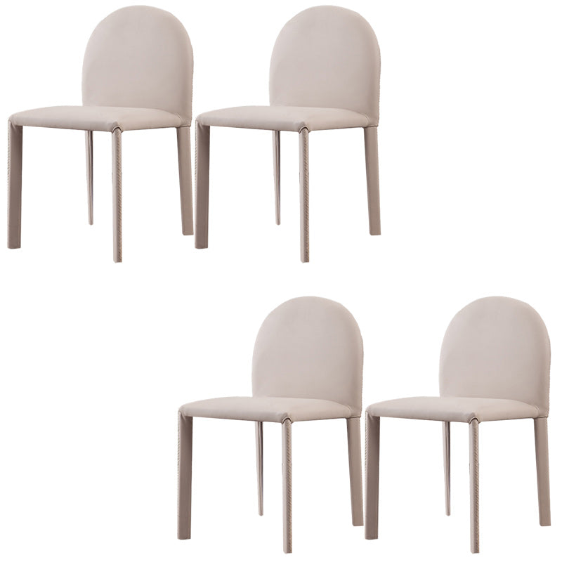 Minimalist Style Solid Back Armless Dining Chairs Leather Dining Chairs for Home
