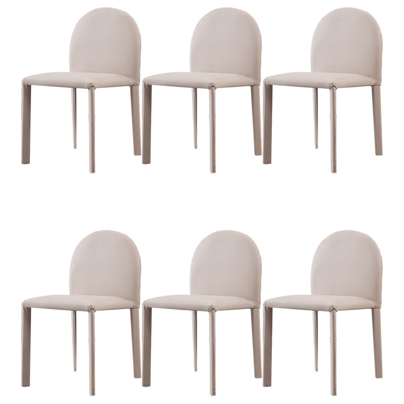 Minimalist Style Solid Back Armless Dining Chairs Leather Dining Chairs for Home