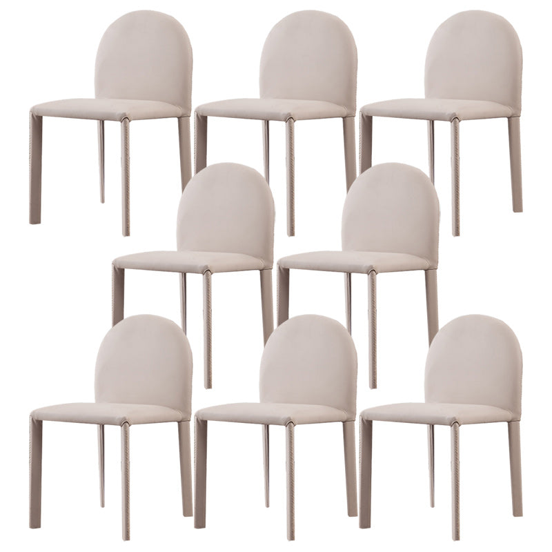 Minimalist Style Solid Back Armless Dining Chairs Leather Dining Chairs for Home