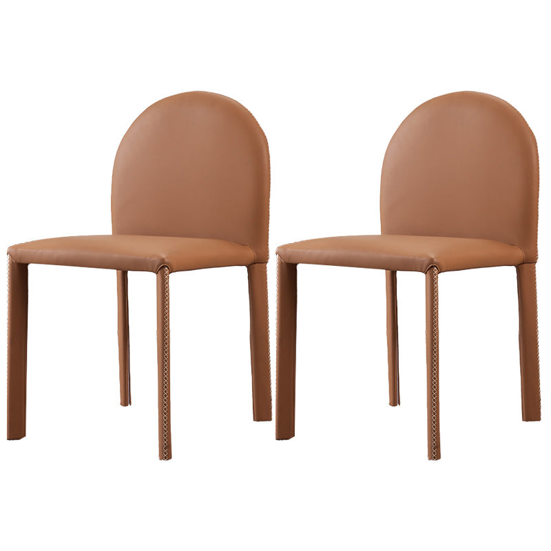 Minimalist Style Solid Back Armless Dining Chairs Leather Dining Chairs for Home