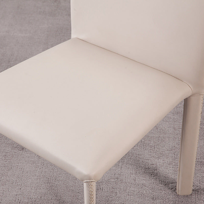 Minimalist Style Solid Back Armless Dining Chairs Leather Dining Chairs for Home