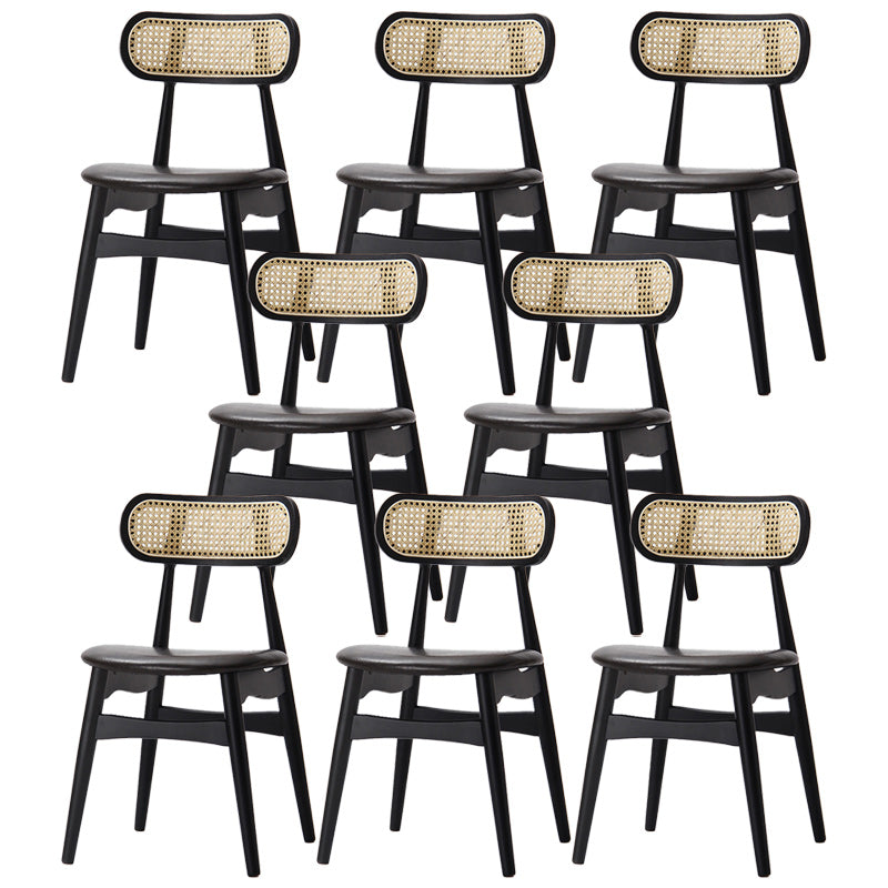 Modern Armless Open Back Chairs for Home PU Leather Dining Chairs