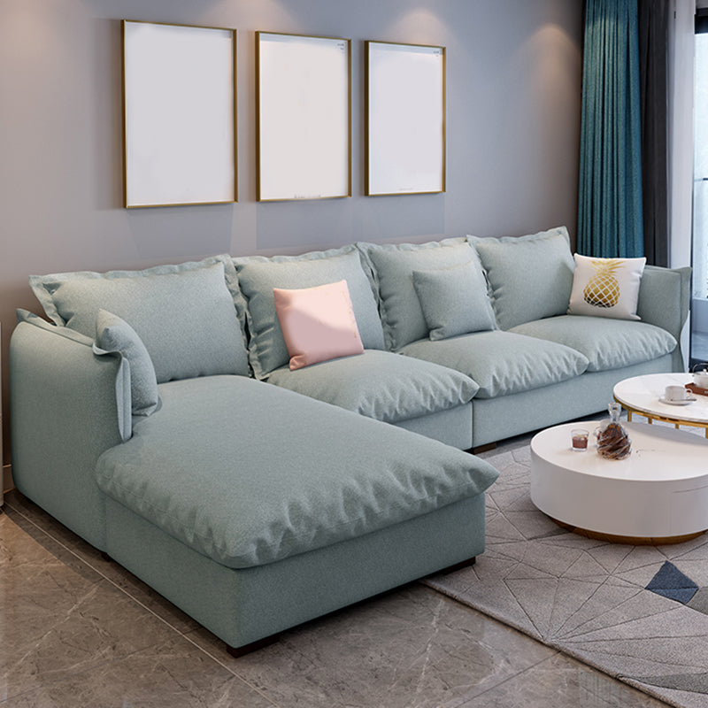 Modern Square Arm Sofa & Chaise, Loose Back Linen Sofa - 70.87" D