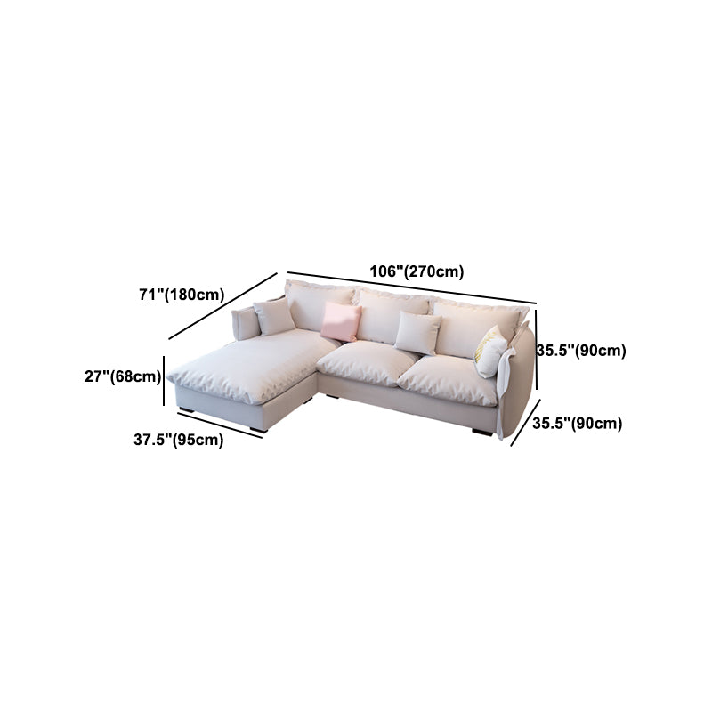 Modern Square Arm Sofa & Chaise, Loose Back Linen Sofa - 70.87" D