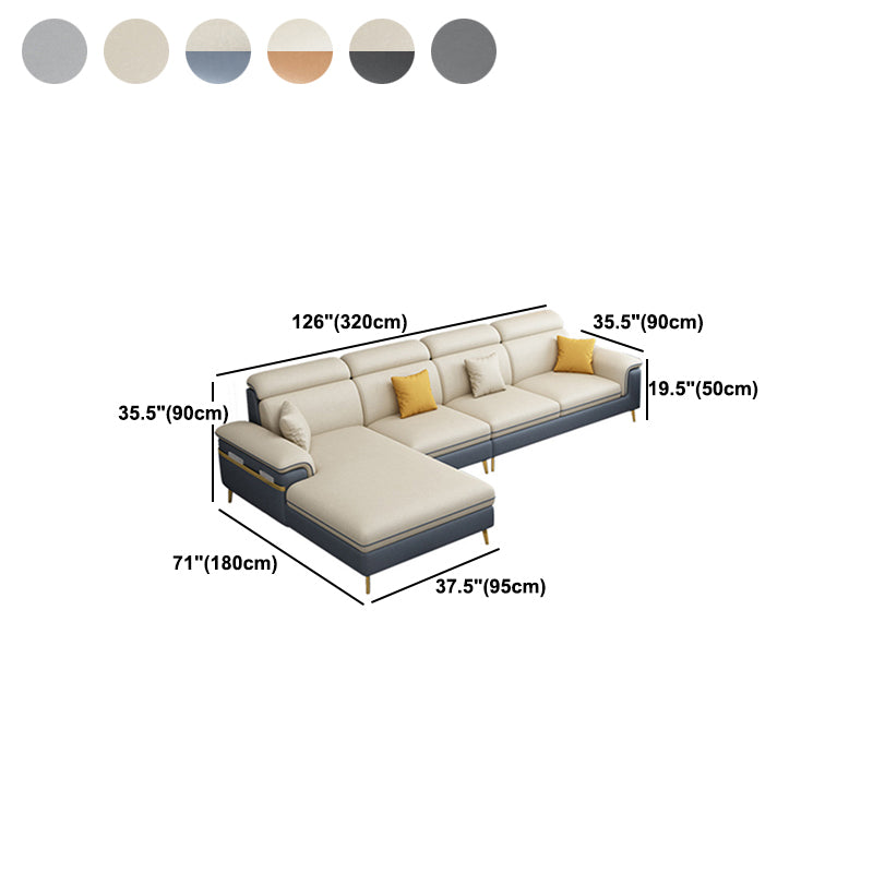 35.4"H Faux Leather Pillow Top Arm Sofa & Chaise for Living Room