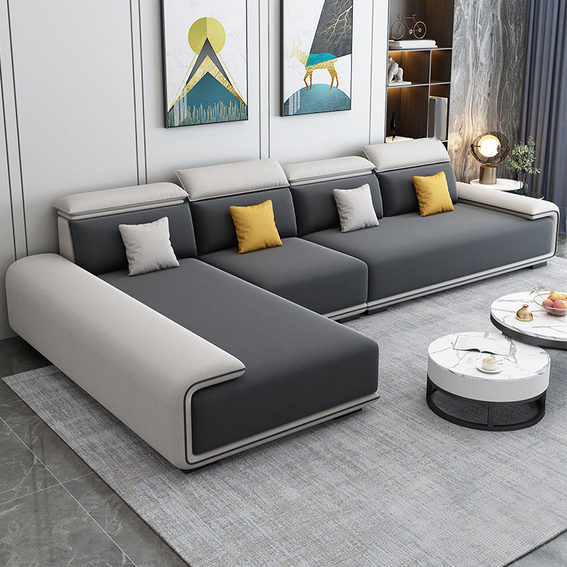 30.3"H Modern Faux Leather Square Arm Sofa & Chaise for Living Room