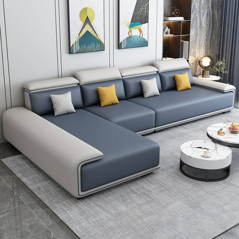 30.3"H Modern Faux Leather Square Arm Sofa & Chaise for Living Room