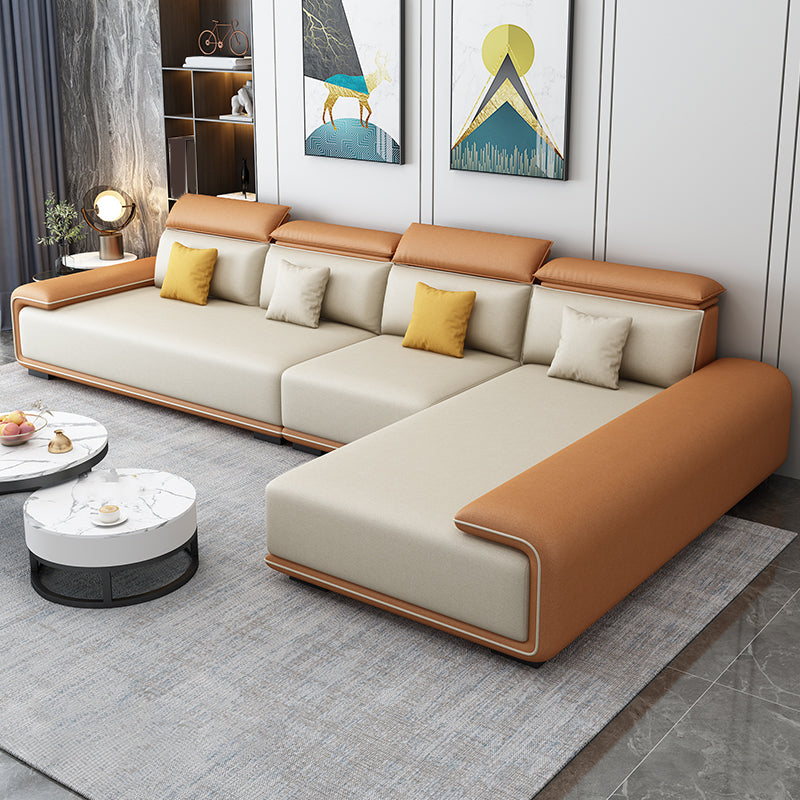 30.3"H Modern Faux Leather Square Arm Sofa & Chaise for Living Room
