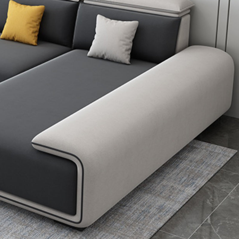 30.3"H Modern Faux Leather Square Arm Sofa & Chaise for Living Room