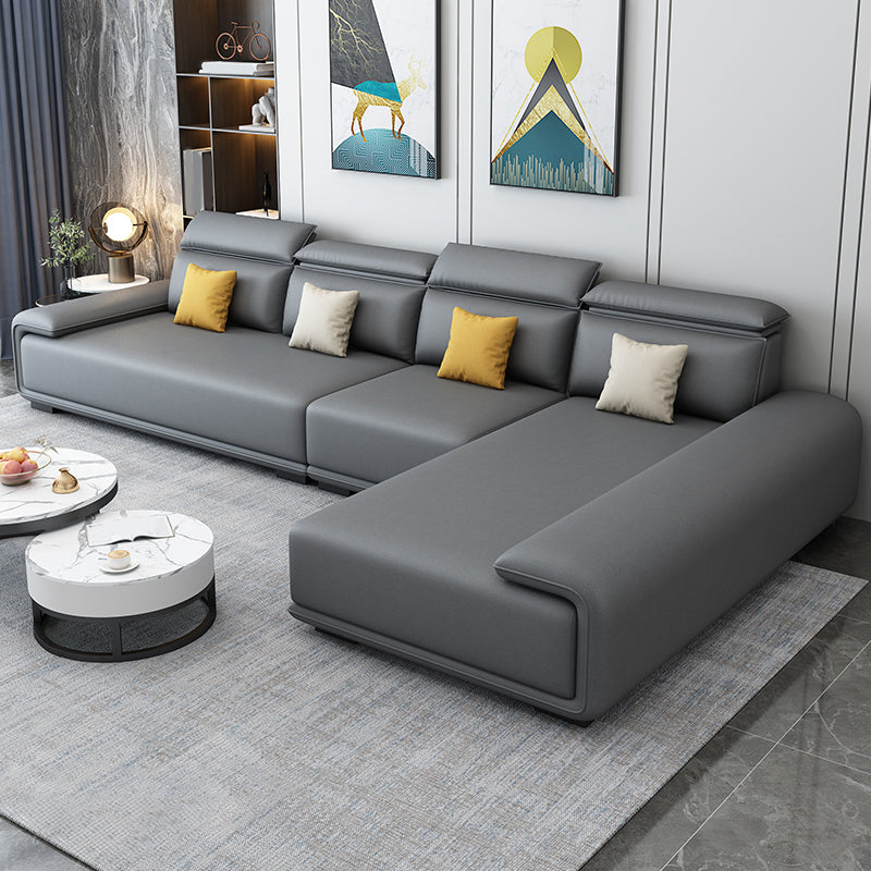 30.3"H Modern Faux Leather Square Arm Sofa & Chaise for Living Room